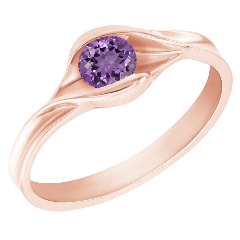 Ametystový prsten z růžového zlata