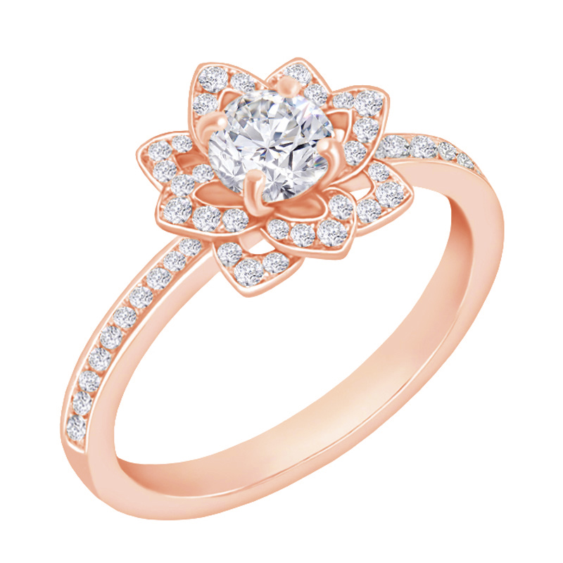 Zásnubní prsten s diamanty z růžového zlata