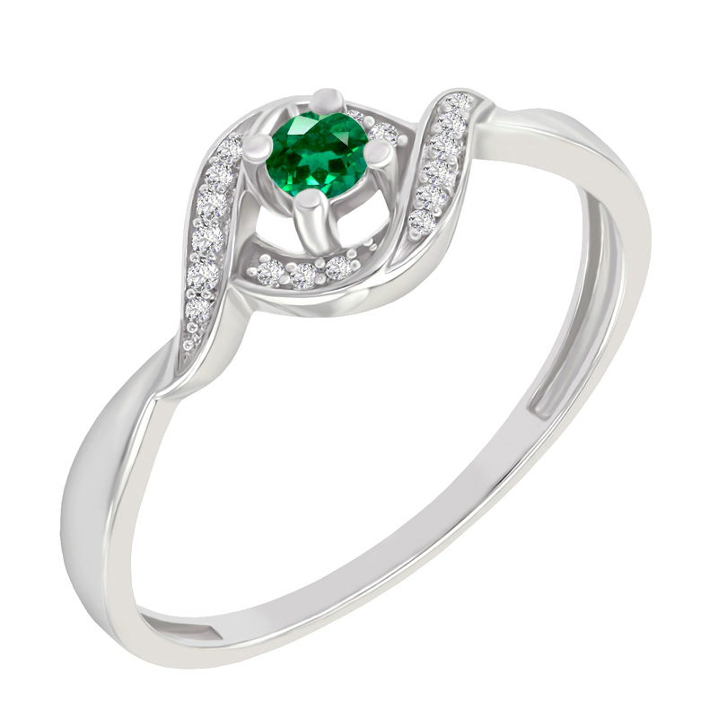 Zásnubní prsten se smaragdem a diamanty