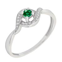Prsten se smaragdem a postranními diamanty Kiki
