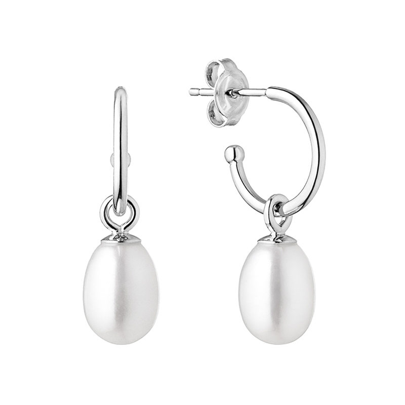 Stříbrné visací náušnice s perlou