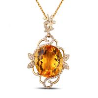 Zlatý náhrdelník s citrínem a diamanty Beldah