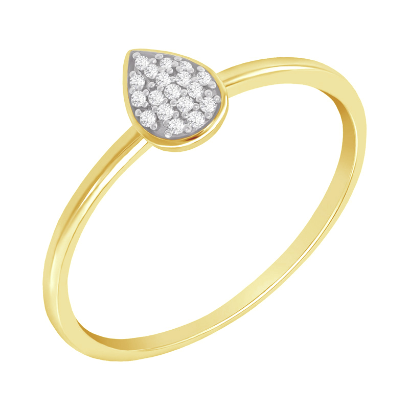 Zlatý prsten ve tvaru kapky plný diamantů Lestia