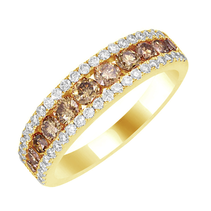Zlatý prsten s champagne diamanty 78981