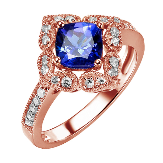 Tanzanitový prsten z růžového zlata 79271