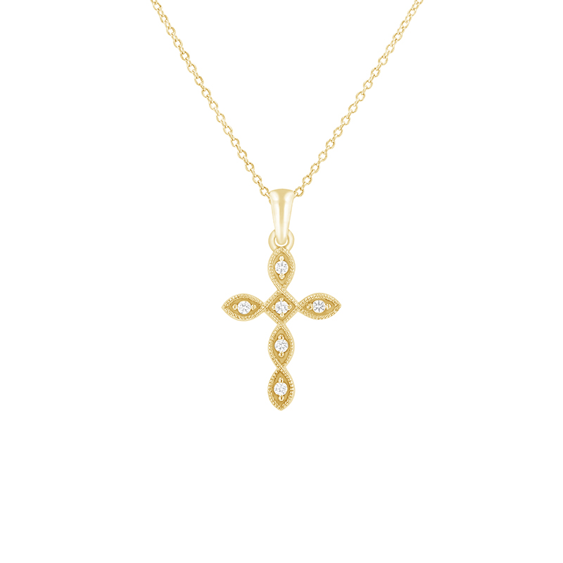 Přívěsek ve tvaru diamantového kříže ze žlutého zlata 79701