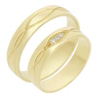 Snubní prsteny ze zlata s gravírem a diamanty Consus