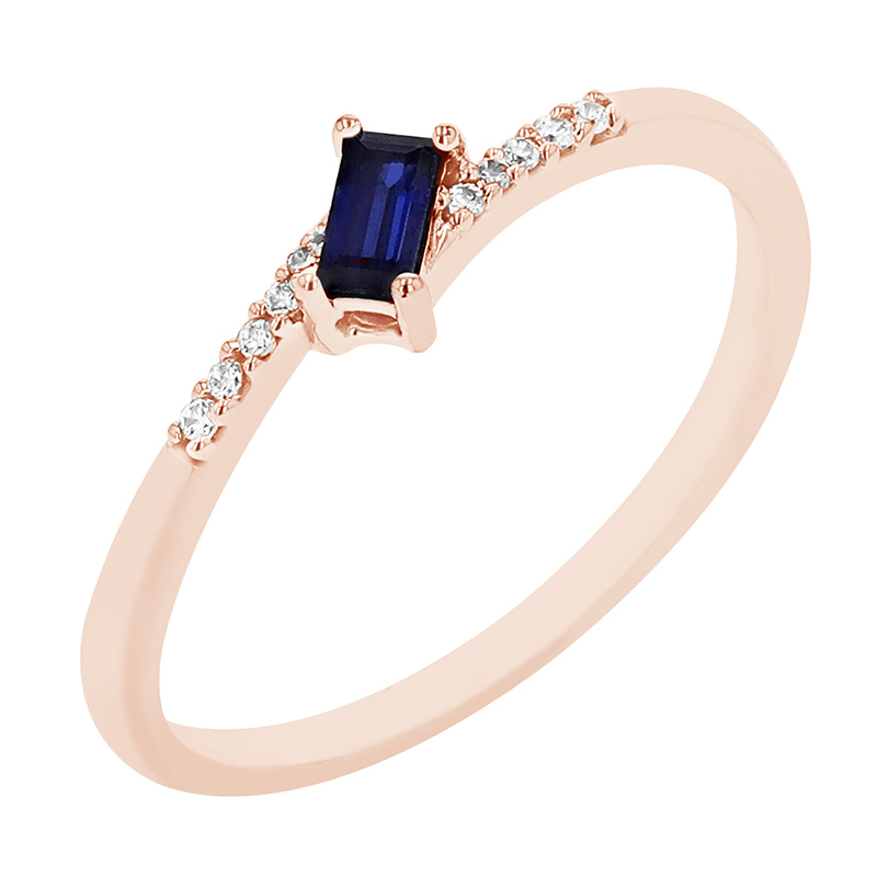 Prsten se safírem a diamanty z růžového zlata 82601