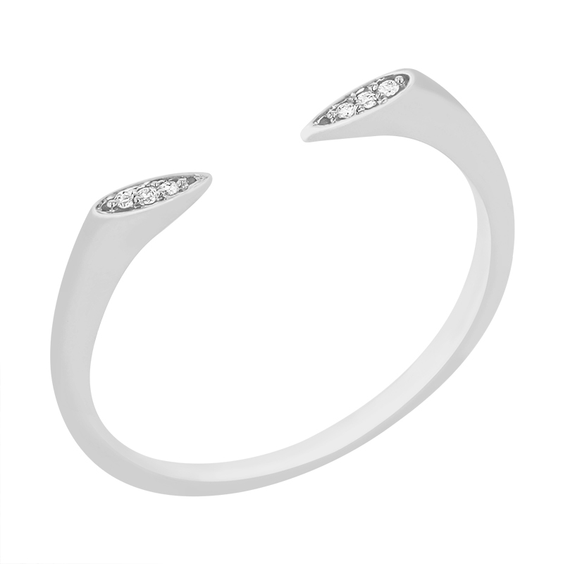 Netradiční prsten se šesti diamanty z bílého zlata