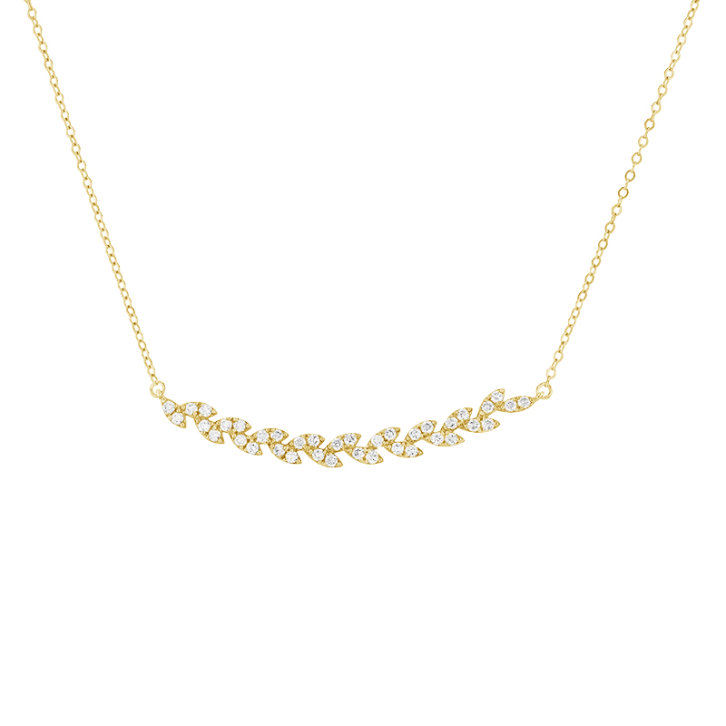 Diamantový náhrdelník ve tvaru lístečků ze žlutého zlata