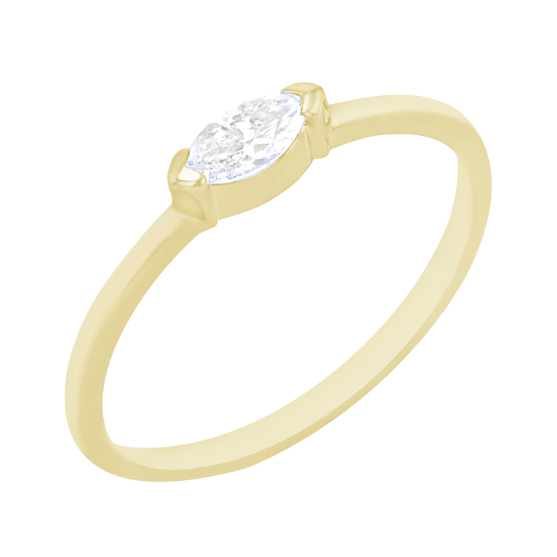 Zlatý prsten s marquise 0.19ct IGI certifikovaným diamantem