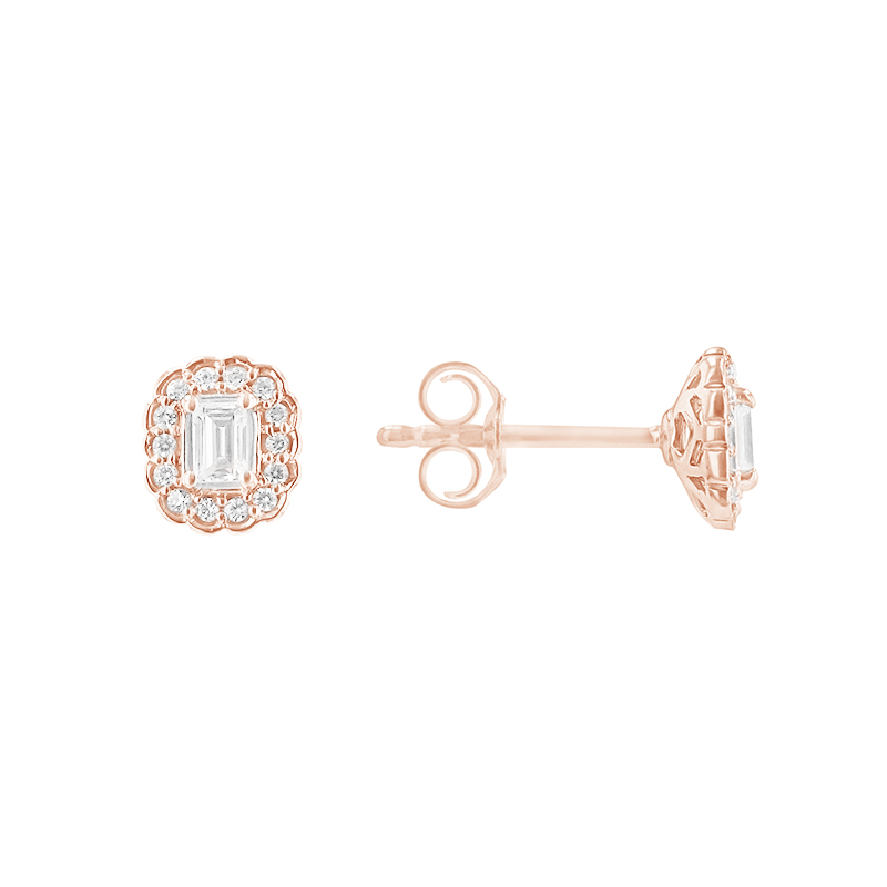 Elegantní náušnice s diamanty z růžového zlata 84971