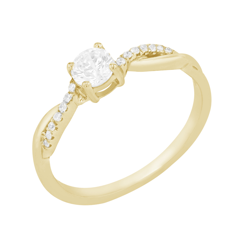 Zásnubní proplétaný prsten s postranními diamanty ze zlata 85781