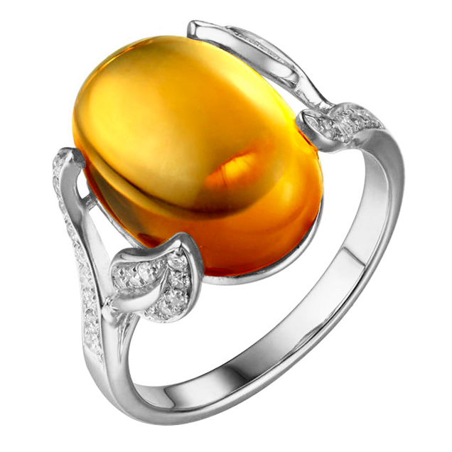 Zásnubní prsten s citrínem a diamanty