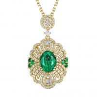 Zlatý náhrdelník se smaragdy a diamanty Kloe