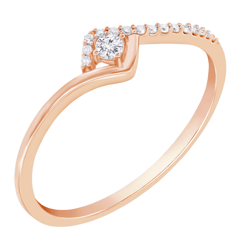 Zlatý romantický zásnubní prsten s diamanty