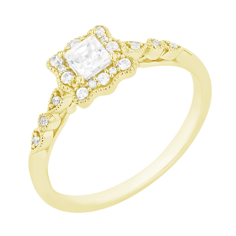Vintage prsten s třpytivými diamanty 91541