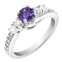 Romantický stříbrný prsten s ametystem Tereza