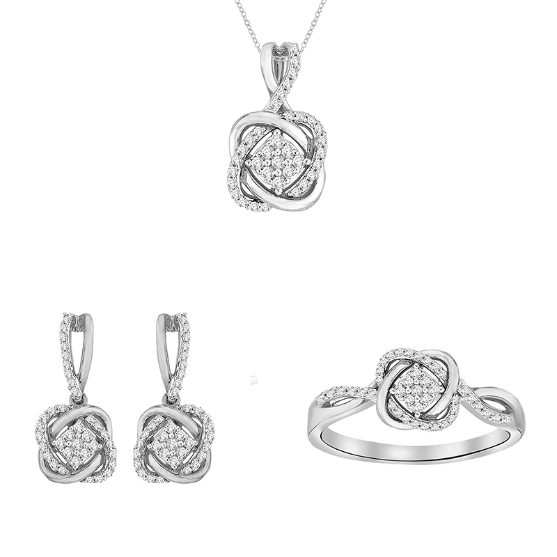 Kolekce zlatých propletených šperků s diamanty 95251