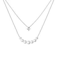 Dvojitý náhrdelník se zirkonem a perlami Zarah