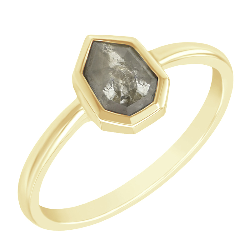Zlatý prsten s salt'n'pepper diamantem Ansonia 97481