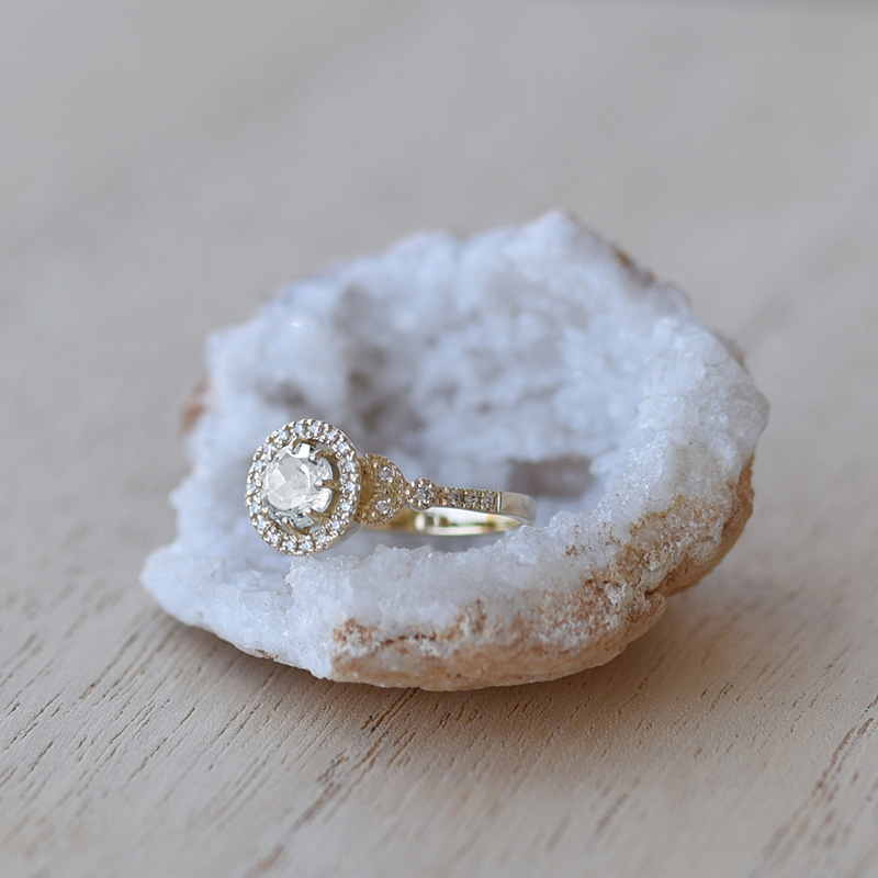 Zásnubní halo prsten s moissanitem a diamanty Zafira 98341
