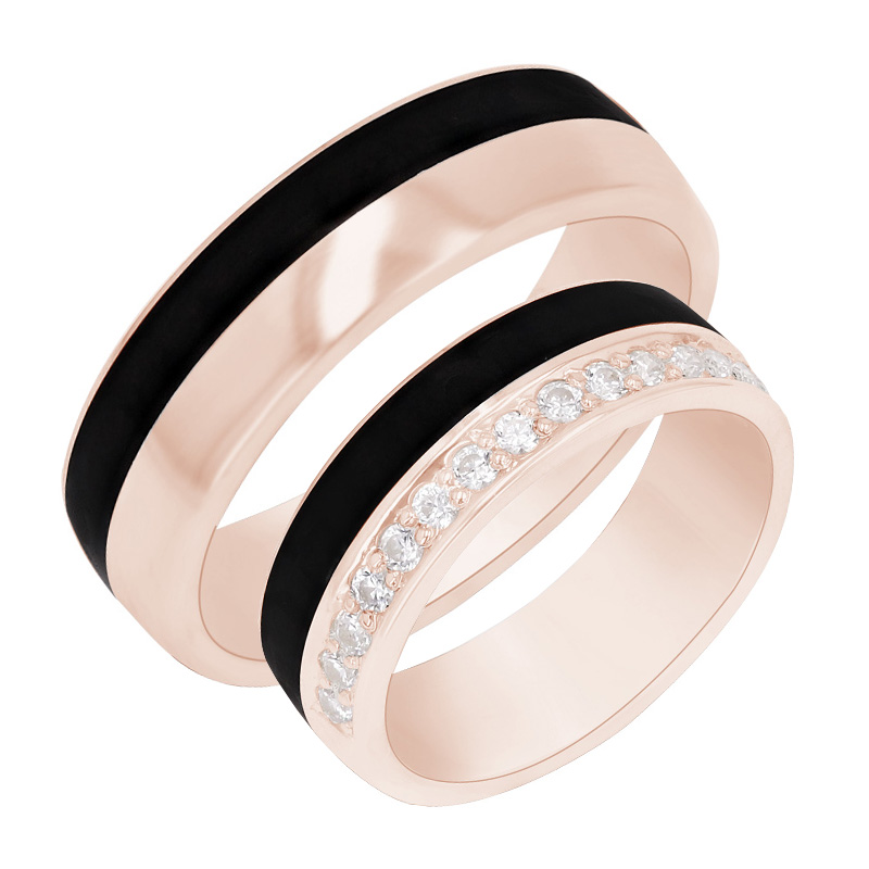 Karbonové snubní prsteny ze zlata s diamanty Cassia 99201