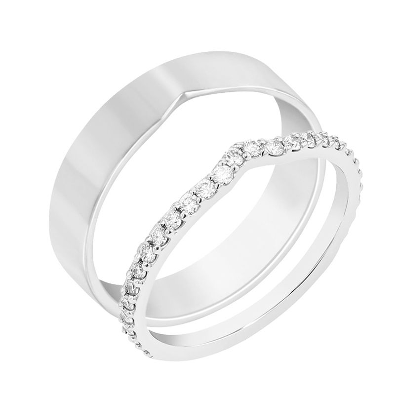 Eternity prsten s lab-grown diamanty a pánský plochý prsten Venturelli