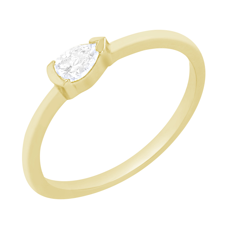 Zlatý prsten s pear 0.19ct IGI certifikovaným diamantem 100282