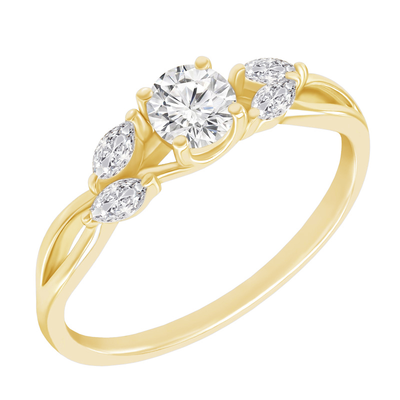 Zásnubní prsten s moissanitem a marquise diamanty Halym 100462