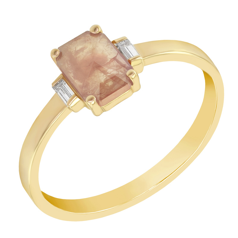 Zlatý prsten s emerald a baguette diamanty Carisa