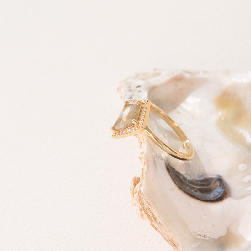Zlatý prsten s kite salt and pepper diamantem Bjorn 100982