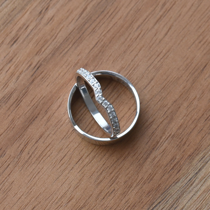 Platinový eternity prsten s diamanty a pánský plochý prsten Marveille 101332