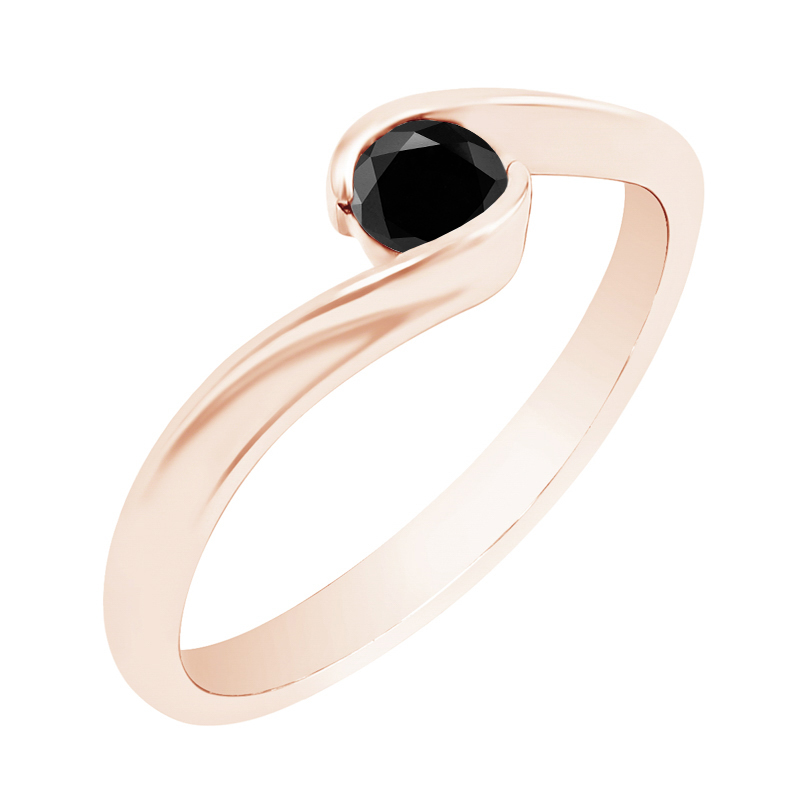 Zlatý prsten s černým diamantem Yadu 101692