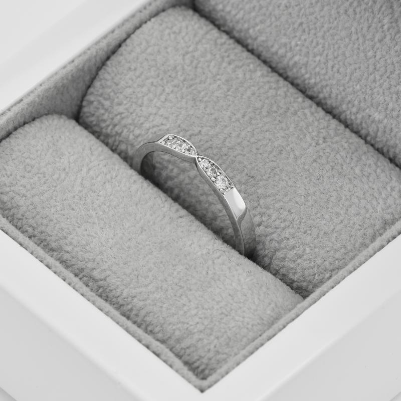 Dámský prsten s lab-grown diamanty a plochý pánský prsten Hvala 101972