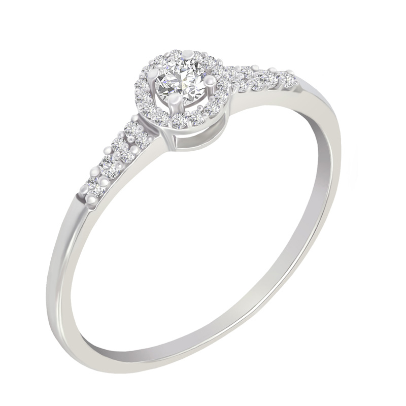 Stříbrný halo prsten s lab-grown diamanty Lyons