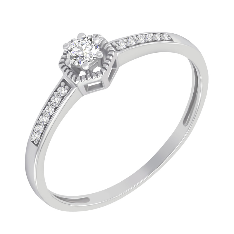 Stříbrný prsten s postranními lab-grown diamanty Plautine