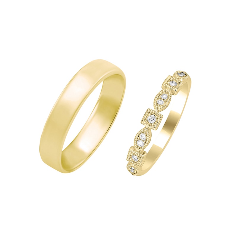 Vintage prsten s lab-grown diamanty a komfortní pánský prsten Hadya 105842