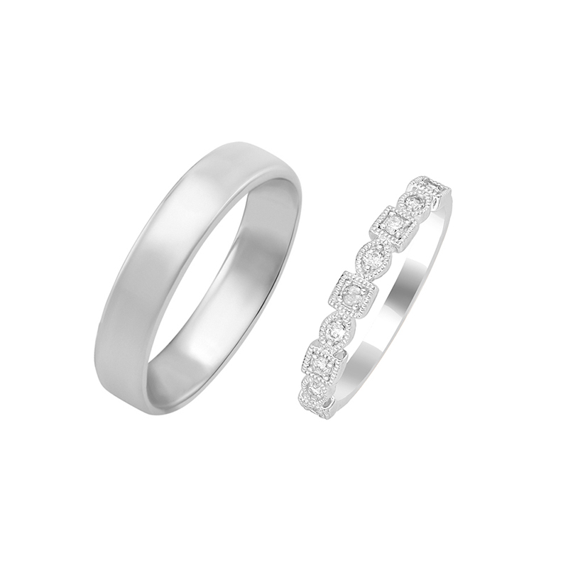 Vintage prsten s lab-grown diamanty a pánský komfortní prsten Sanel 105922