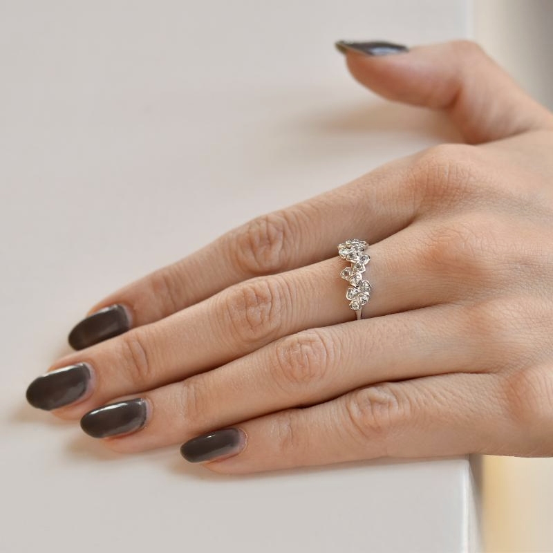Zlatý prsten s akvamarínovými květy Washi 106882