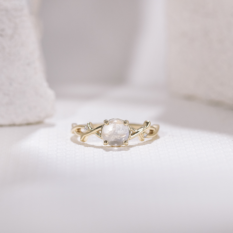 Romantický prsten s měsíčním kamenem a diamanty Makena 111542