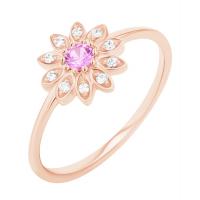 Květinový prsten s růžovým safírem a diamanty Noely