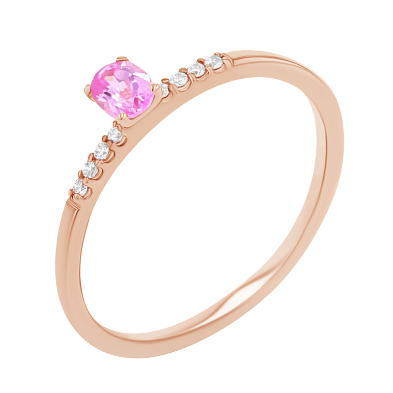 Zásnubní prsten s růžovým safírem a lab-grown diamanty Terry 113012