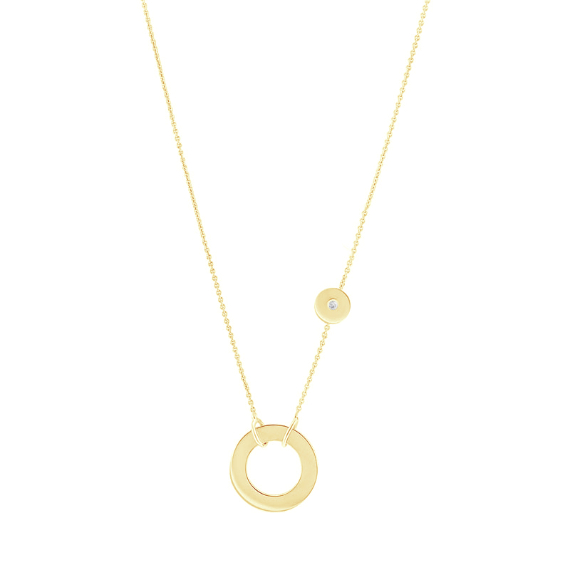 Stříbrný kruhový náhrdelník s diamantem Emelda 115602