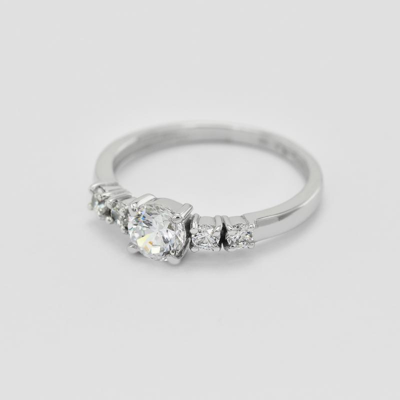 Prsten z bílého zlata s diamanty 11582
