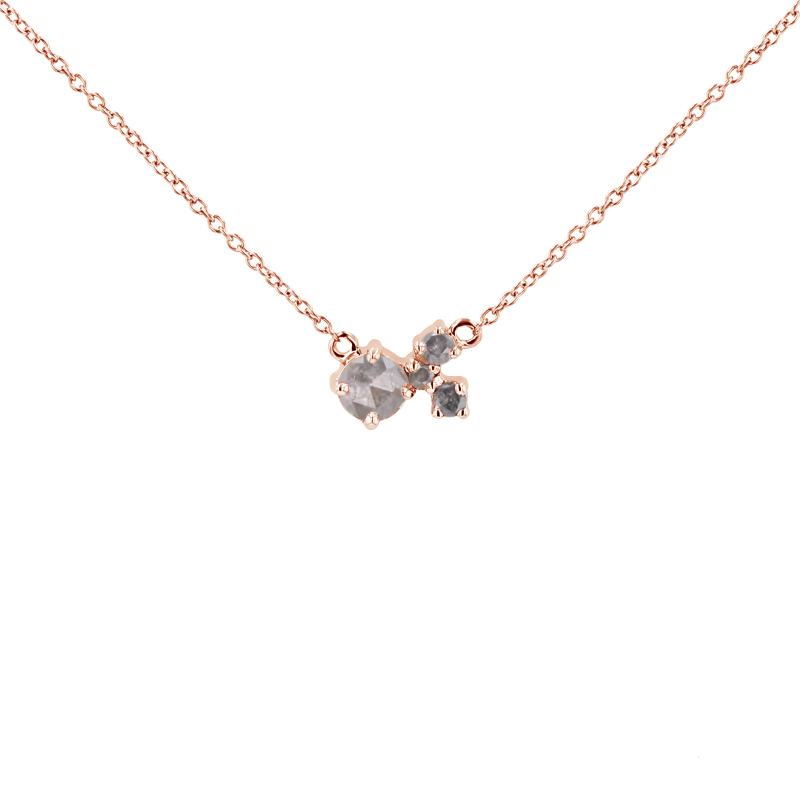 Stříbrný cluster náhrdelník se salt and pepper diamanty Millie 116162