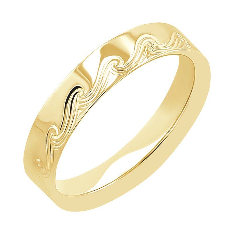 Snubní prsteny s ruční rytinou vln Carlin 116402