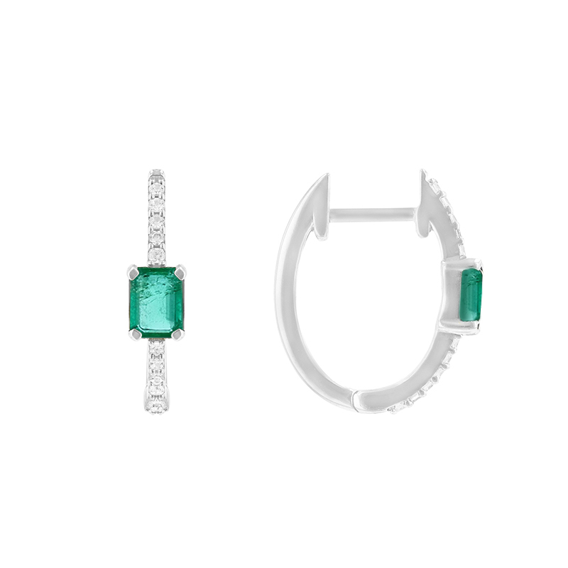 Kruhové náušnice s diamanty a smaragdy Jade 116472