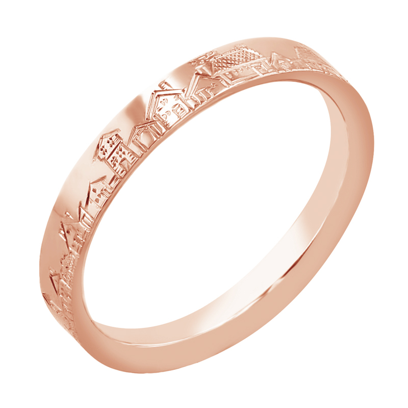 Snubní prsteny s ruční rytinou města Bevan 116972