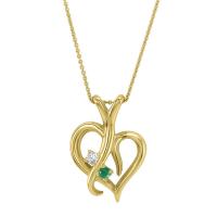 Zlaté srdce se smaragdem a diamantem v náhrdelníku Lynelle